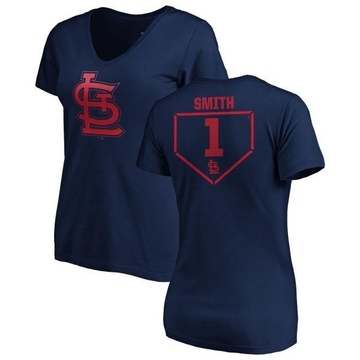 Women's St. Louis Cardinals Ozzie Smith ＃1 RBI Slim Fit V-Neck T-Shirt - Navy