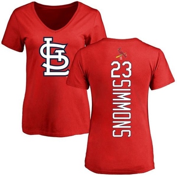 Women's St. Louis Cardinals Ted Simmons ＃23 Backer Slim Fit T-Shirt - Red