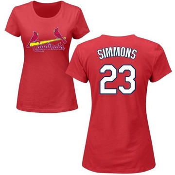 Women's St. Louis Cardinals Ted Simmons ＃23 Roster Name & Number T-Shirt - Red