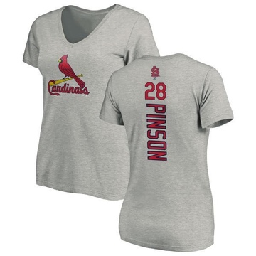 Women's St. Louis Cardinals Vada Pinson ＃28 Backer Slim Fit T-Shirt Ash