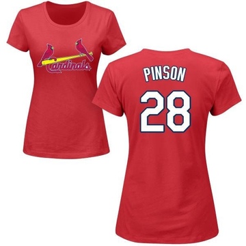 Women's St. Louis Cardinals Vada Pinson ＃28 Roster Name & Number T-Shirt - Red