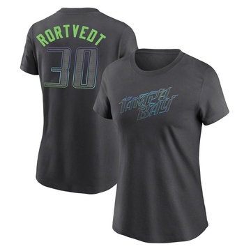 Women's Tampa Bay Rays Ben Rortvedt ＃30 2024 City Connect T-Shirt - Charcoal