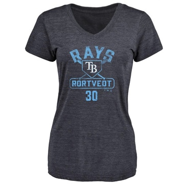 Women's Tampa Bay Rays Ben Rortvedt ＃30 Base Runner T-Shirt - Navy