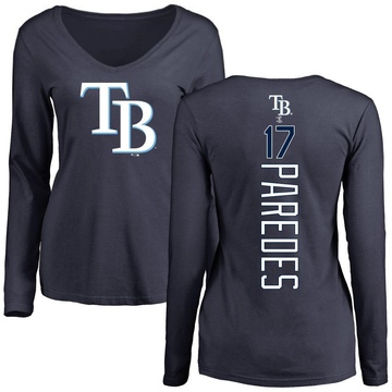 Women's Tampa Bay Rays Isaac Paredes ＃17 Backer Slim Fit Long Sleeve T-Shirt - Navy