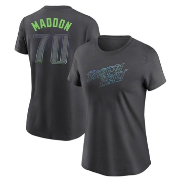 Women's Tampa Bay Rays Joe Maddon ＃70 2024 City Connect T-Shirt - Charcoal