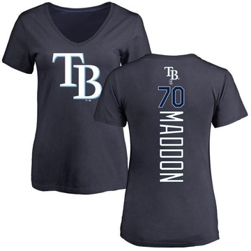 Women's Tampa Bay Rays Joe Maddon ＃70 Backer Slim Fit T-Shirt - Navy