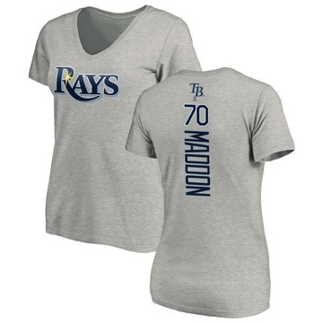 Women's Tampa Bay Rays Joe Maddon ＃70 Backer Slim Fit T-Shirt Ash