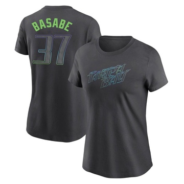 Women's Tampa Bay Rays Osleivis Basabe ＃37 2024 City Connect T-Shirt - Charcoal