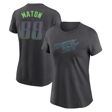 Women's Tampa Bay Rays Phil Maton ＃88 2024 City Connect T-Shirt - Charcoal