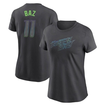 Women's Tampa Bay Rays Shane Baz ＃11 2024 City Connect T-Shirt - Charcoal
