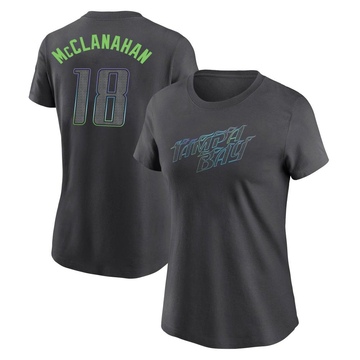 Women's Tampa Bay Rays Shane McClanahan ＃18 2024 City Connect T-Shirt - Charcoal