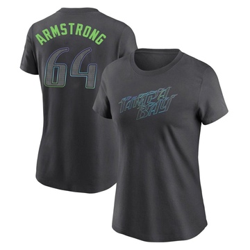 Women's Tampa Bay Rays Shawn Armstrong ＃64 2024 City Connect T-Shirt - Charcoal