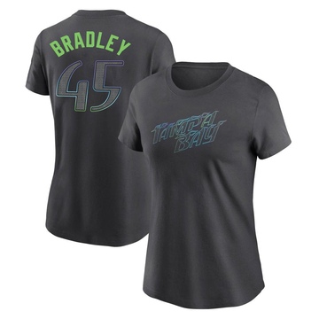 Women's Tampa Bay Rays Taj Bradley ＃45 2024 City Connect T-Shirt - Charcoal