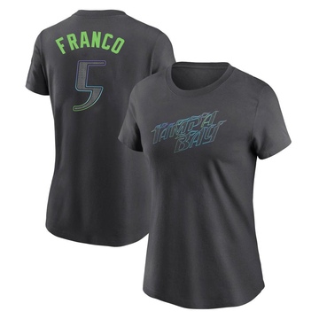 Women's Tampa Bay Rays Wander Franco ＃5 2024 City Connect T-Shirt - Charcoal