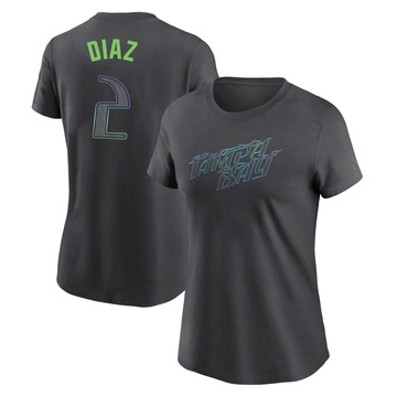 Women's Tampa Bay Rays Yandy Diaz ＃2 2024 City Connect T-Shirt - Charcoal