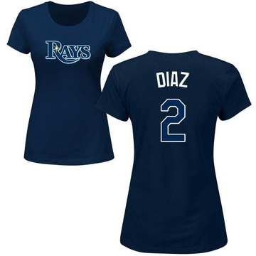 Women's Tampa Bay Rays Yandy Diaz ＃2 Roster Name & Number T-Shirt - Navy