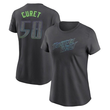 Women's Tampa Bay Rays Yoniel Curet ＃58 2024 City Connect T-Shirt - Charcoal