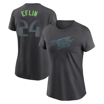 Women's Tampa Bay Rays Zach Eflin ＃24 2024 City Connect T-Shirt - Charcoal