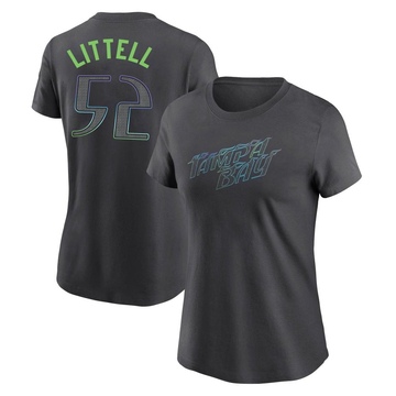 Women's Tampa Bay Rays Zack Littell ＃52 2024 City Connect T-Shirt - Charcoal