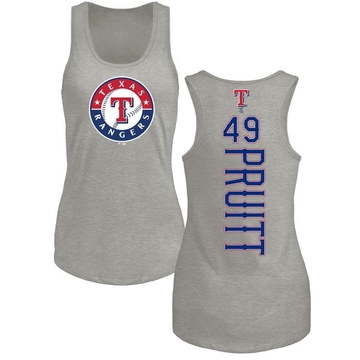 Women's Texas Rangers Austin Pruitt ＃49 Backer Tank Top Ash