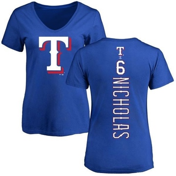 Women's Texas Rangers Brett Nicholas ＃6 Backer Slim Fit T-Shirt - Royal