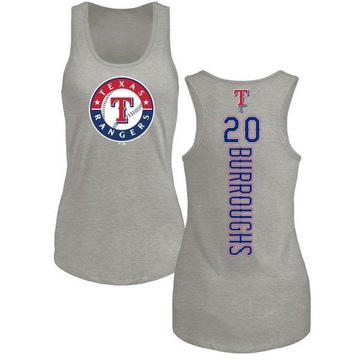 Women's Texas Rangers Jeff Burroughs ＃20 Backer Tank Top Ash