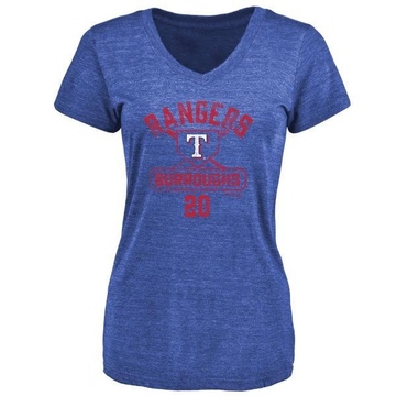 Women's Texas Rangers Jeff Burroughs ＃20 Base Runner T-Shirt - Royal