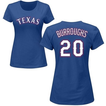 Women's Texas Rangers Jeff Burroughs ＃20 Roster Name & Number T-Shirt - Royal