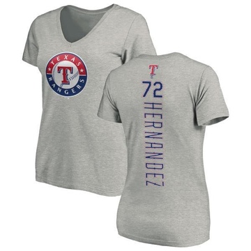 Women's Texas Rangers Jonathan Hernandez ＃72 Backer Slim Fit T-Shirt Ash