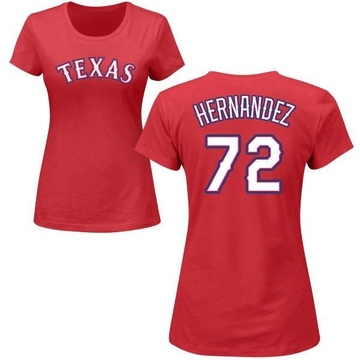 Women's Texas Rangers Jonathan Hernandez ＃72 Roster Name & Number T-Shirt - Red