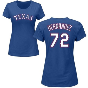 Women's Texas Rangers Jonathan Hernandez ＃72 Roster Name & Number T-Shirt - Royal