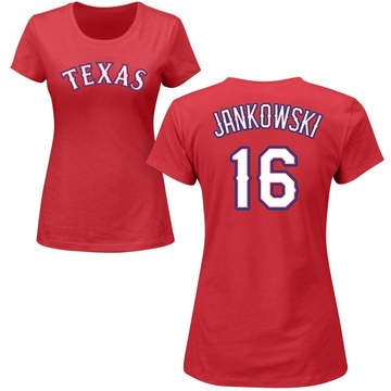 Women's Texas Rangers Travis Jankowski ＃16 Roster Name & Number T-Shirt - Red