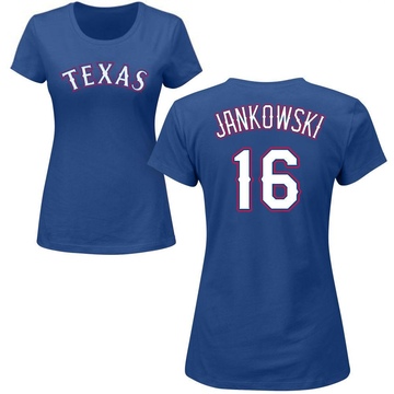 Women's Texas Rangers Travis Jankowski ＃16 Roster Name & Number T-Shirt - Royal