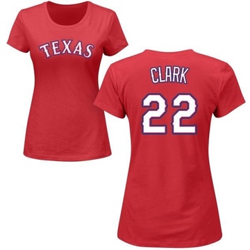Women's Texas Rangers Will Clark ＃22 Roster Name & Number T-Shirt - Red