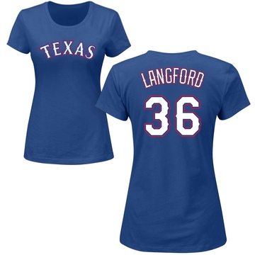 Women's Texas Rangers Wyatt Langford ＃36 Roster Name & Number T-Shirt - Royal