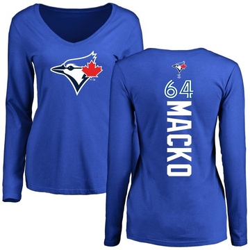 Women's Toronto Blue Jays Adam Macko ＃64 Backer Slim Fit Long Sleeve T-Shirt - Royal
