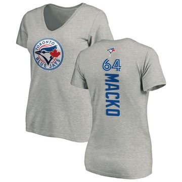 Women's Toronto Blue Jays Adam Macko ＃64 Backer Slim Fit T-Shirt Ash