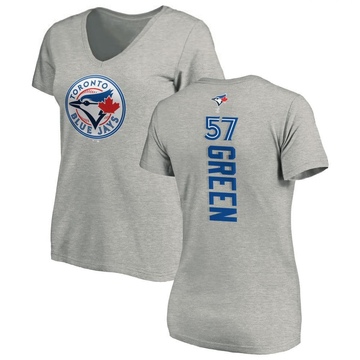 Women's Toronto Blue Jays Chad Green ＃57 Backer Slim Fit T-Shirt Ash