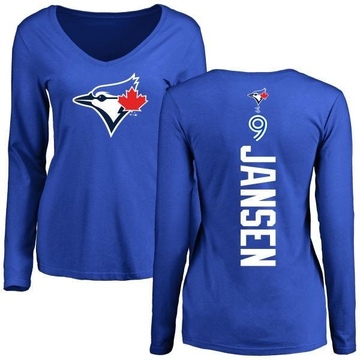 Women's Toronto Blue Jays Danny Jansen ＃9 Backer Slim Fit Long Sleeve T-Shirt - Royal