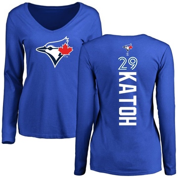 Women's Toronto Blue Jays Gosuke Katoh ＃29 Backer Slim Fit Long Sleeve T-Shirt - Royal