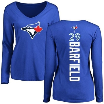 Women's Toronto Blue Jays Jesse Barfield ＃29 Backer Slim Fit Long Sleeve T-Shirt - Royal