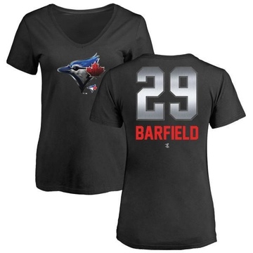 Women's Toronto Blue Jays Jesse Barfield ＃29 Midnight Mascot V-Neck T-Shirt - Black