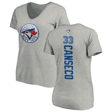 Women's Toronto Blue Jays Jose Canseco ＃33 Backer Slim Fit T-Shirt Ash