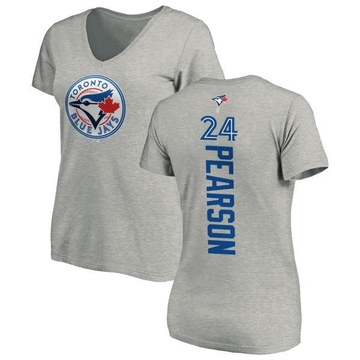 Women's Toronto Blue Jays Nate Pearson ＃24 Backer Slim Fit T-Shirt Ash