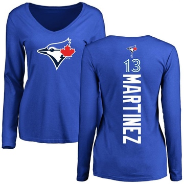 Women's Toronto Blue Jays Orelvis Martinez ＃13 Backer Slim Fit Long Sleeve T-Shirt - Royal
