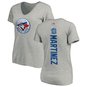 Women's Toronto Blue Jays Orelvis Martinez ＃13 Backer Slim Fit T-Shirt Ash