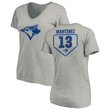 Women's Toronto Blue Jays Orelvis Martinez ＃13 RBI Slim Fit V-Neck T-Shirt Heathered - Gray