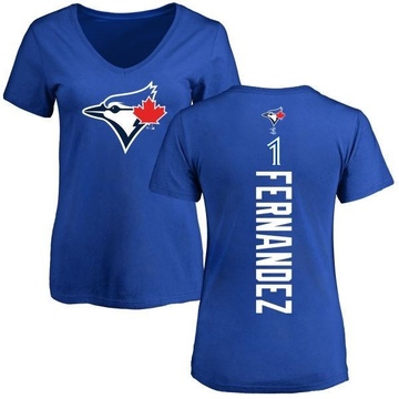 Women's Toronto Blue Jays Tony Fernandez ＃1 Backer Slim Fit T-Shirt - Royal