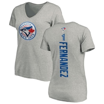 Women's Toronto Blue Jays Tony Fernandez ＃1 Backer Slim Fit T-Shirt Ash