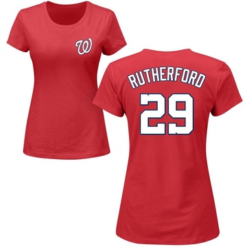 Women's Washington Nationals Blake Rutherford ＃29 Roster Name & Number T-Shirt - Red